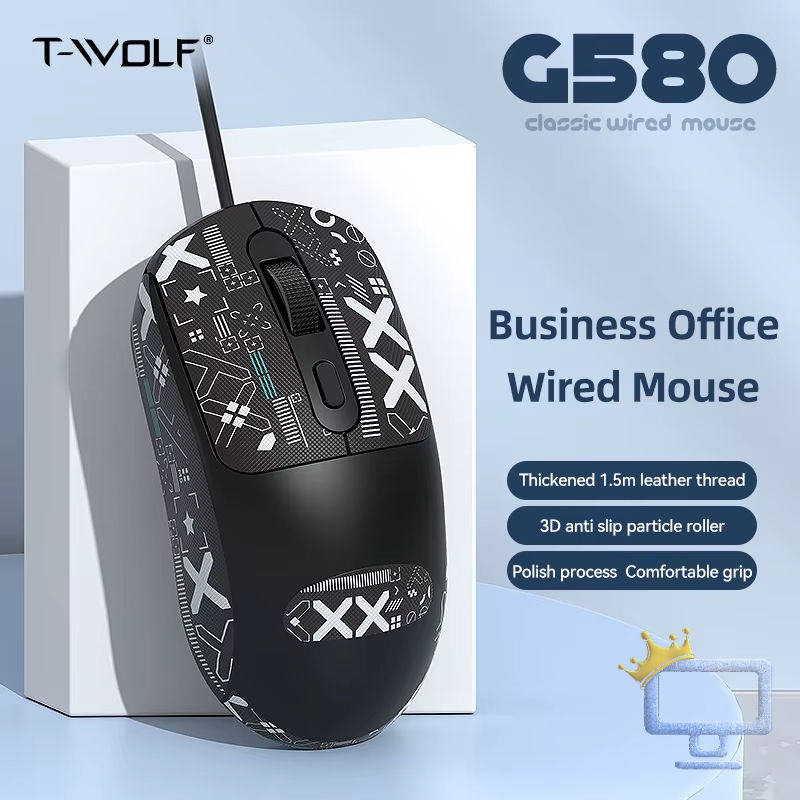 T-WOLF G580 Personalized Wired Ergonomic Mouse